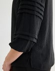 Oliver Black Three Quarter Sleeve Pleat Detail Top, Black product photo View 05 S