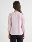 Oliver Black Three Quarter Sleeve Pleat Detail Top, Blush product photo View 02 S
