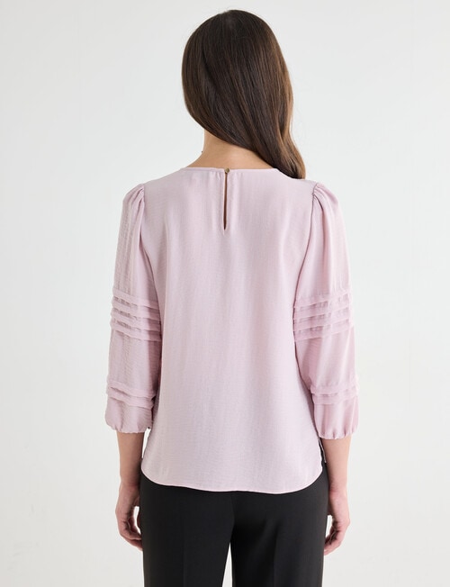 Oliver Black Three Quarter Sleeve Pleat Detail Top, Blush product photo View 02 L