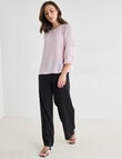 Oliver Black Three Quarter Sleeve Pleat Detail Top, Blush product photo View 03 S