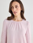 Oliver Black Three Quarter Sleeve Pleat Detail Top, Blush product photo View 04 S