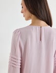 Oliver Black Three Quarter Sleeve Pleat Detail Top, Blush product photo View 05 S