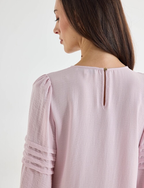 Oliver Black Three Quarter Sleeve Pleat Detail Top, Blush product photo View 05 L
