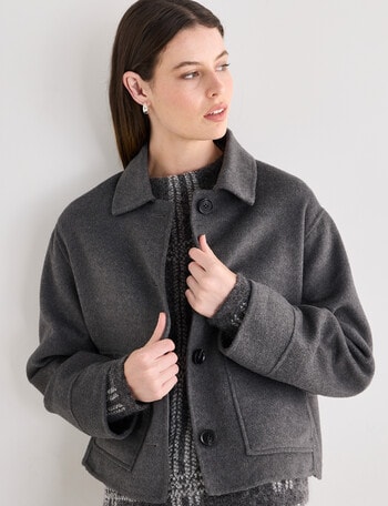 Jigsaw Pave Wool Blend Jacket, Charcoal product photo