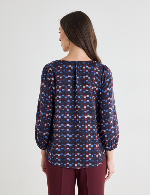 Oliver Black Three Quarter Sleeve V-Neck Top, Dice Print product photo View 02 L