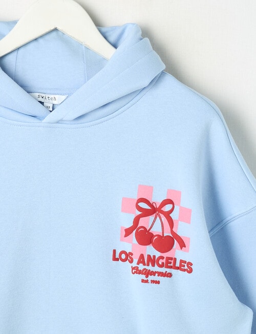 Switch Checkerboard Cherry Oversized Hoodie, Cornflower Blue product photo View 02 L