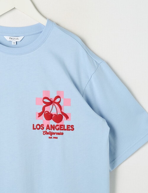 Switch Checkerboard Cherry Oversized Tee, Cornflower Blue product photo View 02 L