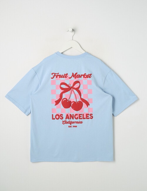 Switch Checkerboard Cherry Oversized Tee, Cornflower Blue product photo View 03 L
