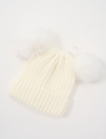 Mac & Ellie Dual Pompom Beanie, Vanilla product photo