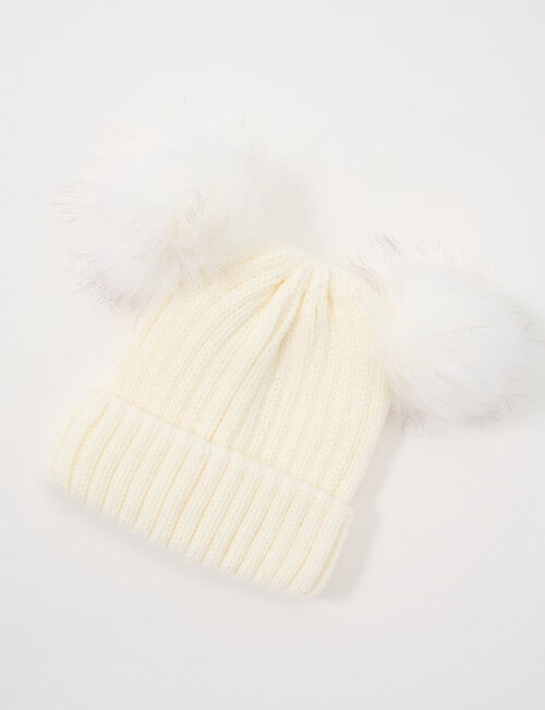 Mac & Ellie Dual Pompom Beanie, Vanilla product photo