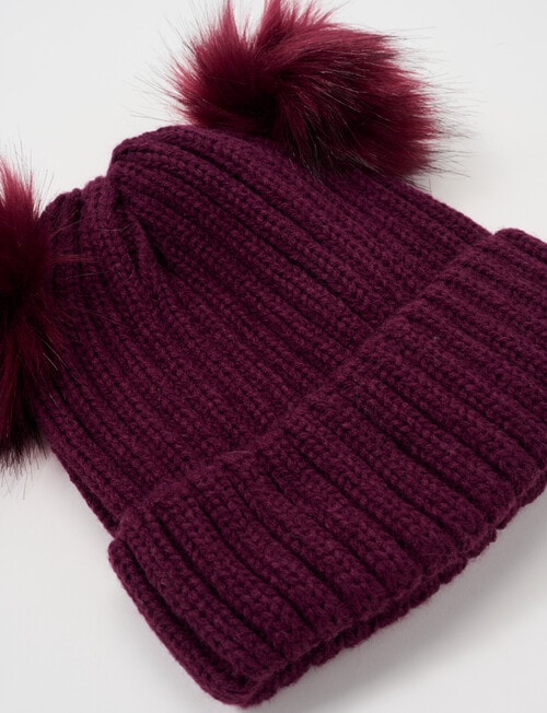 Mac & Ellie Dual Pompom Beanie, Wild Berry product photo View 02 L