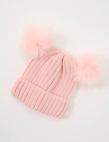 Mac & Ellie Dual Pompom Beanie, Soft Pink product photo