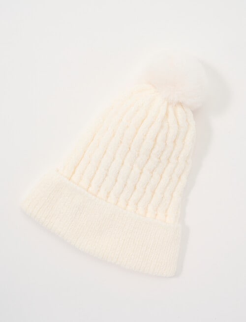 Mac & Ellie Chenille Cable Beanie, Vanilla product photo