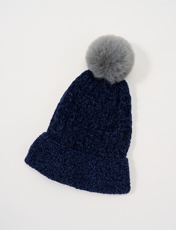 Mac & Ellie Chenille Cable Beanie, Navy product photo