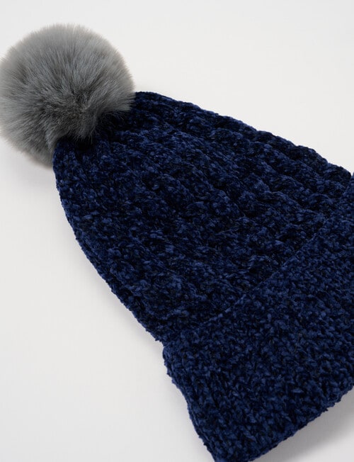 Mac & Ellie Chenille Cable Beanie, Navy product photo View 02 L