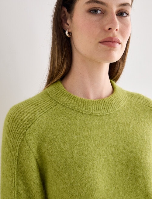 Jigsaw Helena Cosy Crew Sweater, Leaf Green product photo View 05 L