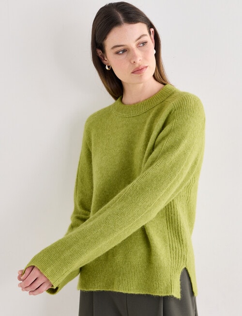 Jigsaw Helena Cosy Crew Sweater, Leaf Green product photo View 07 L
