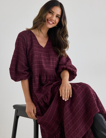 Whistle V Neck Midi Dress, Dark Cherry product photo