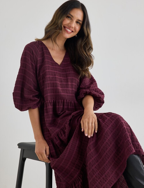 Whistle V Neck Midi Dress, Dark Cherry product photo