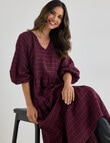 Whistle V Neck Midi Dress, Dark Cherry product photo