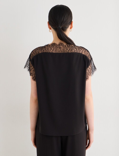 State of play Saskia Lace Trim Top, Charcoal & Black product photo View 02 L