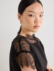 State of play Saskia Lace Trim Top, Charcoal & Black product photo View 05 S