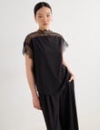 State of play Saskia Lace Trim Top, Charcoal & Black product photo View 06 S