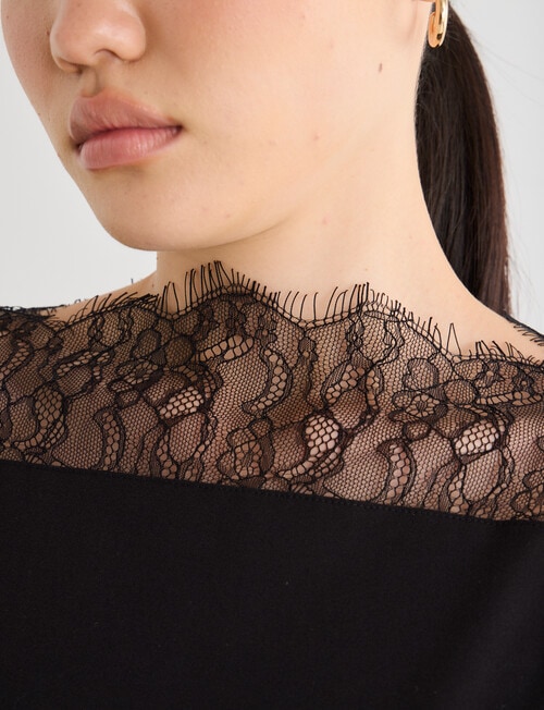 State of play Saskia Lace Trim Top, Charcoal & Black product photo View 08 L