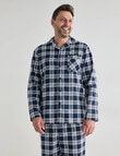 Chisel Check Flannel Long PJ Set, Navy & Grey product photo