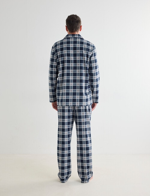 Chisel Check Flannel Long PJ Set, Navy & Grey product photo View 02 L
