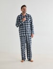 Chisel Check Flannel Long PJ Set, Navy & Grey product photo View 03 S