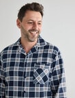 Chisel Check Flannel Long PJ Set, Navy & Grey product photo View 04 S