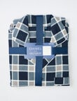 Chisel Check Flannel Long PJ Set, Navy & Grey product photo View 07 S
