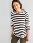 Line 7 Raydar Stripe Top, Khaki & White product photo