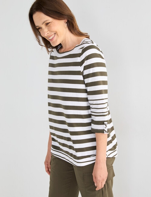 Line 7 Raydar Stripe Top, Khaki & White product photo View 05 L