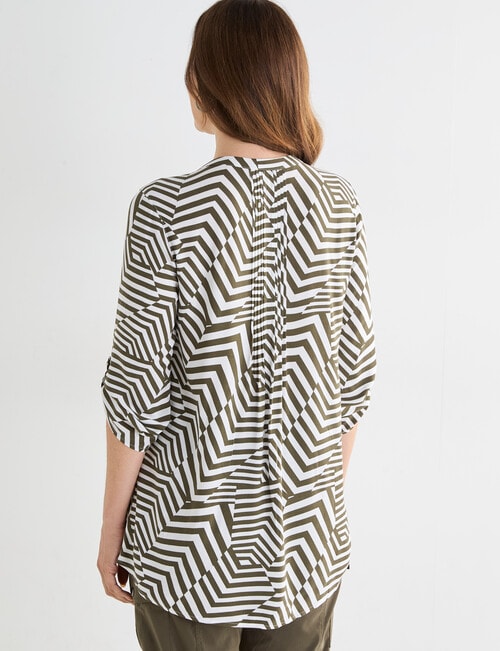 Line 7 Step Pintuck Shirt, Khaki Print product photo View 02 L