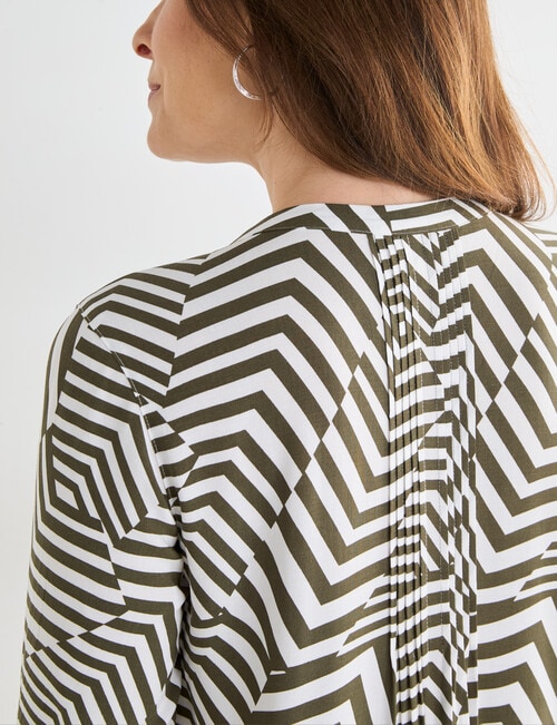 Line 7 Step Pintuck Shirt, Khaki Print product photo View 07 L