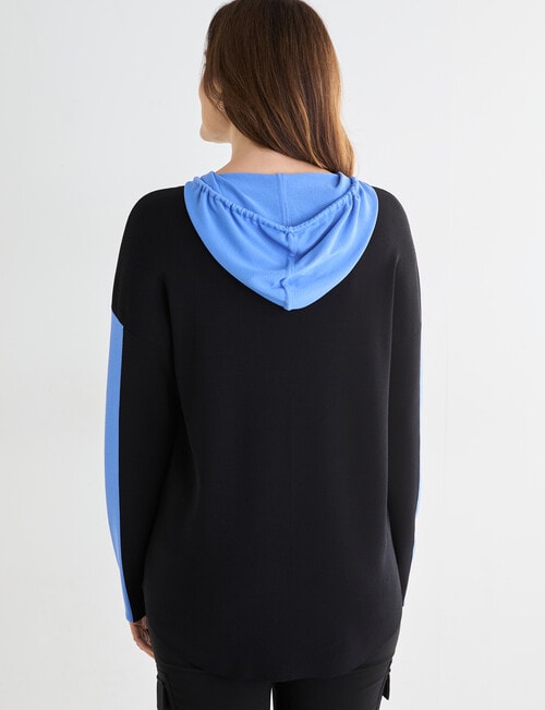 Line 7 Idol Knitted Hoodie, Black & Marina Blue product photo View 02 L