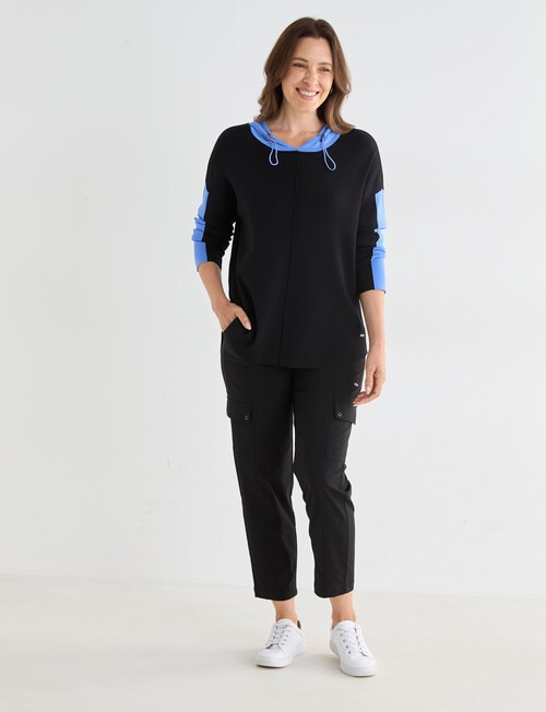 Line 7 Idol Knitted Hoodie, Black & Marina Blue product photo View 03 L