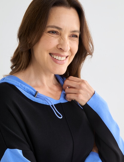 Line 7 Idol Knitted Hoodie, Black & Marina Blue product photo View 04 L