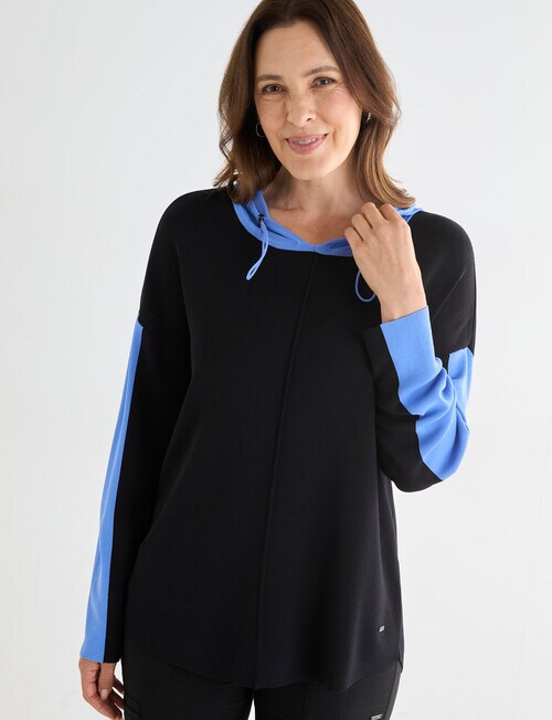 Line 7 Idol Knitted Hoodie, Black & Marina Blue product photo View 05 L