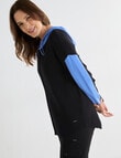 Line 7 Idol Knitted Hoodie, Black & Marina Blue product photo View 07 S