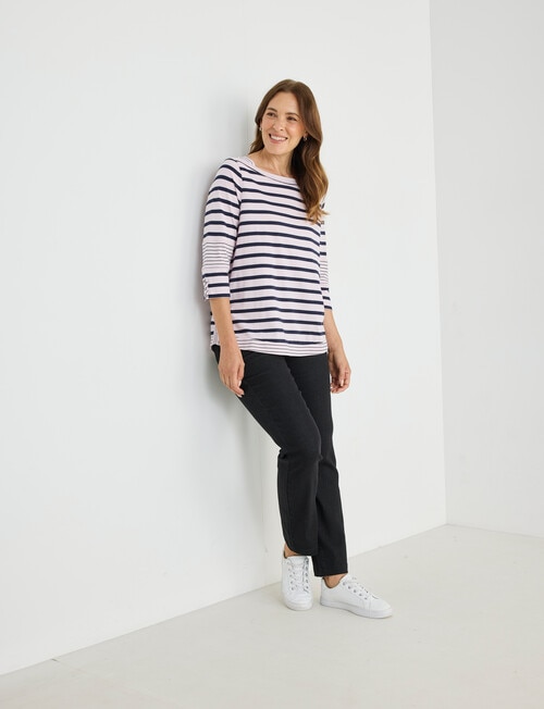 Line 7 Raydar Stripe Top, Cameo Pink & Black product photo View 03 L