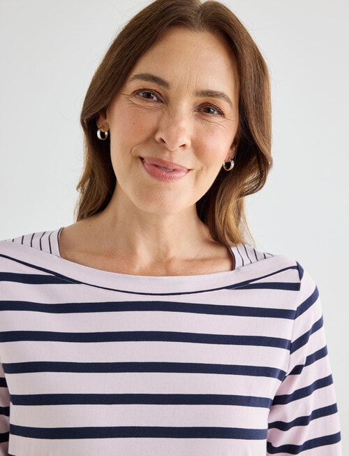 Line 7 Raydar Stripe Top, Cameo Pink & Black product photo View 04 L