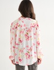 Ella J Ruffle Detail Top, Pink Floral product photo View 02 S