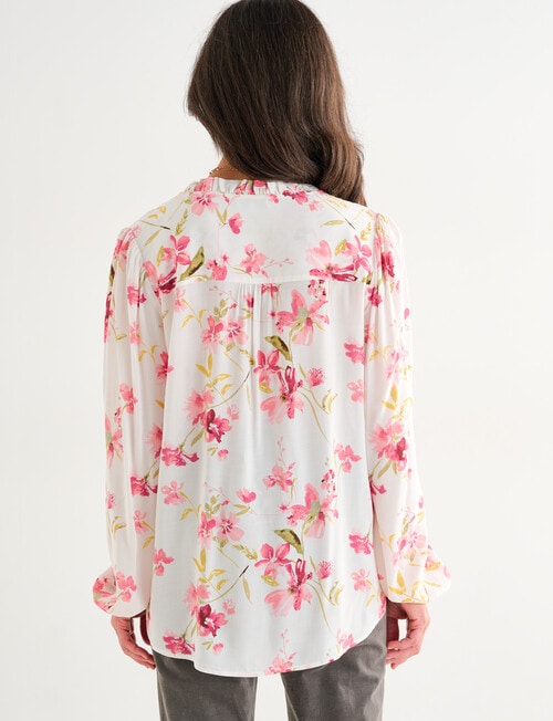 Ella J Ruffle Detail Top, Pink Floral product photo View 02 L
