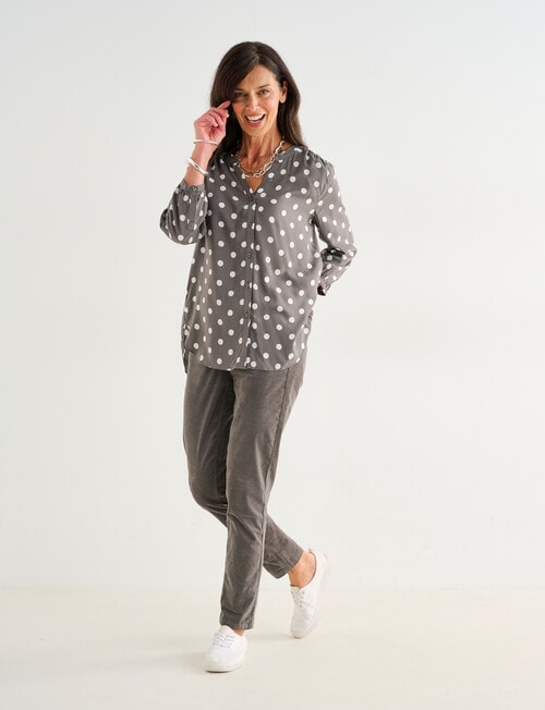 Ella J Pleat Detail Shirt, Sage Spot product photo View 03 L