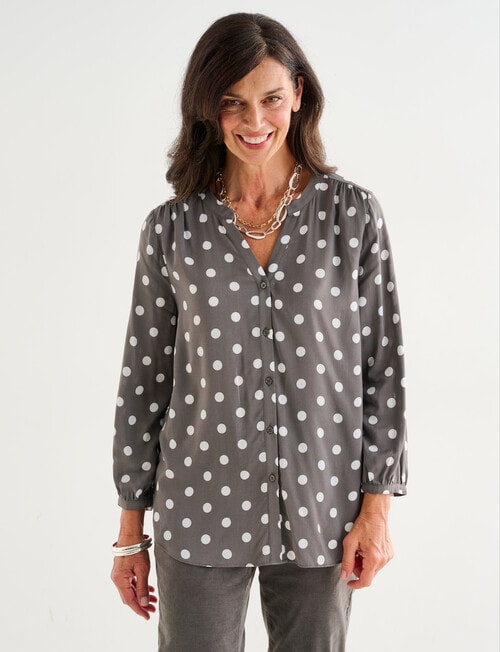 Ella J Pleat Detail Shirt, Sage Spot product photo View 06 L