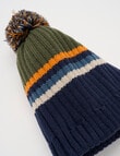 Mac & Ellie Chunky Stripe Beanie, Navy with Multicolours product photo View 02 S