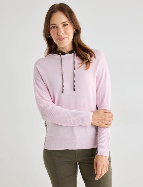 Line 7 Coaster Merino Hoodie, Cameo Pink & Khaki product photo View 04 L